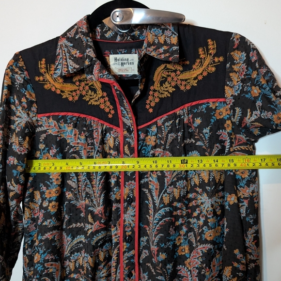 Holding Horses Anthropologie Escalante Shirt Dress Sz 00 Rodeo Western Prairie - Picture 14 of 16